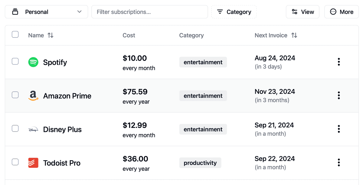 Manage every subscription — SubTrack interface